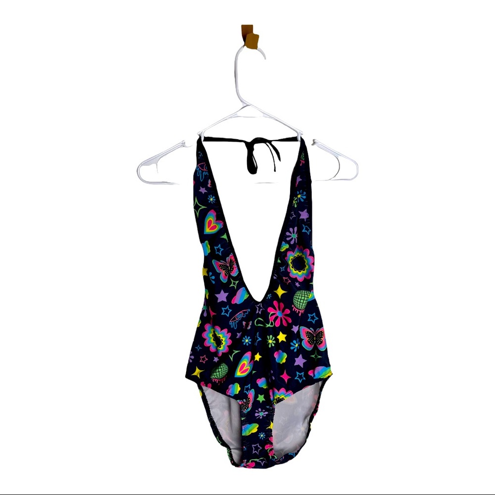 Rave With Mi Gente Femmedelic Plunge Bodysuit
